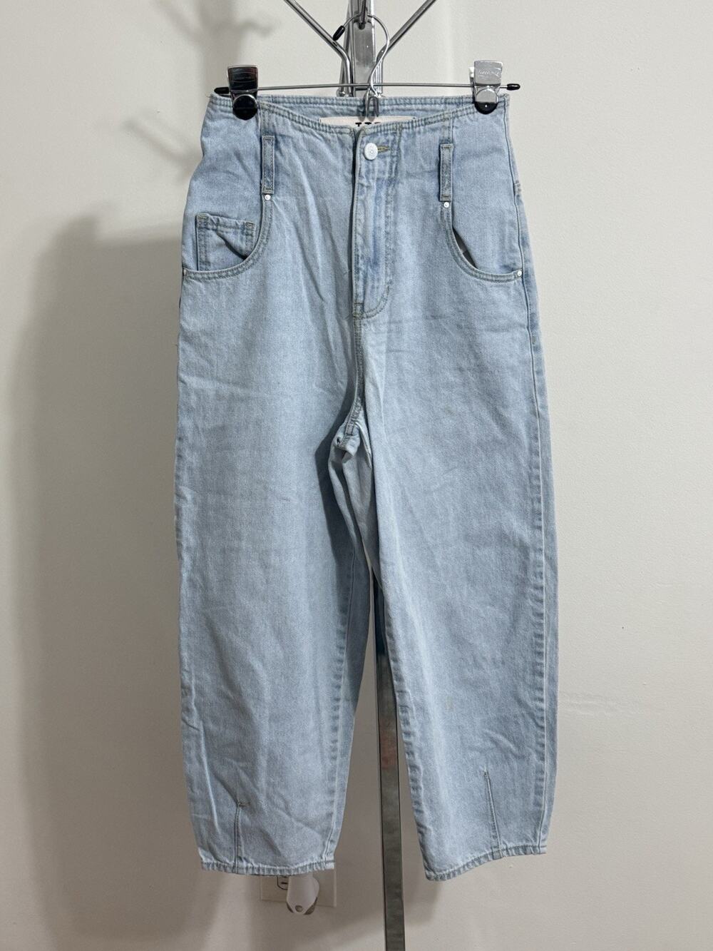 Vintage JJJ High Rise Light Wash Ankle Slit Tapered Mom Jeans Womens Size 26